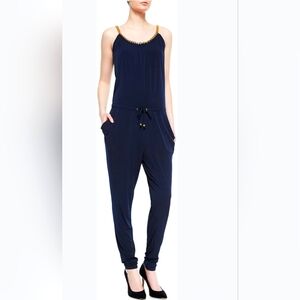 Michael Kors Navy and Gold Jumpsuit with Modern Silhouette..SIZE:M